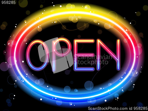 Image of Open Neon Sign Rainbow Color
