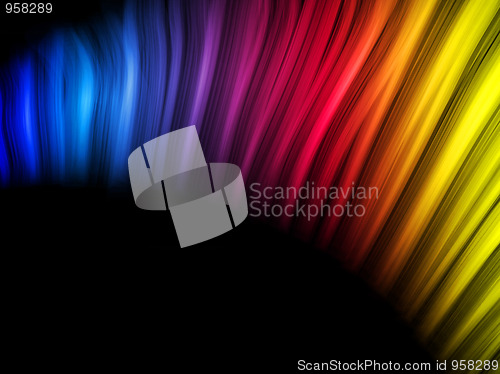 Image of Abstract Colorful Waves on Black Background