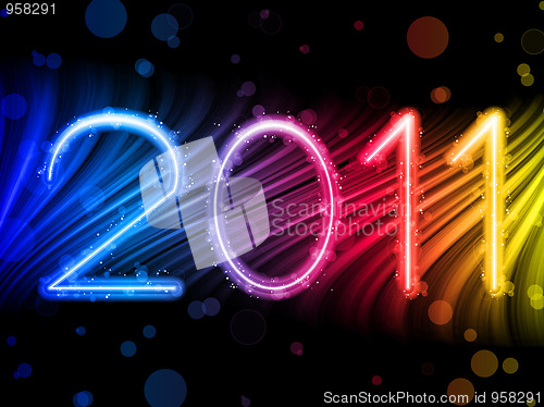 Image of 2011 Abstract Colorful Waves on Black Background