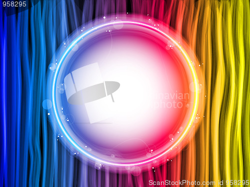 Image of Abstract Rainbow Lines Background with White Circle