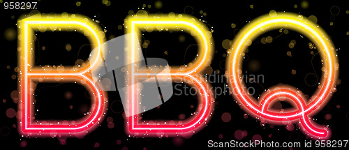 Image of Barbecue Orange and Yellow Neon Sign