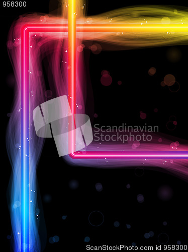Image of Rainbow Square Border with Sparkles and Swirls.