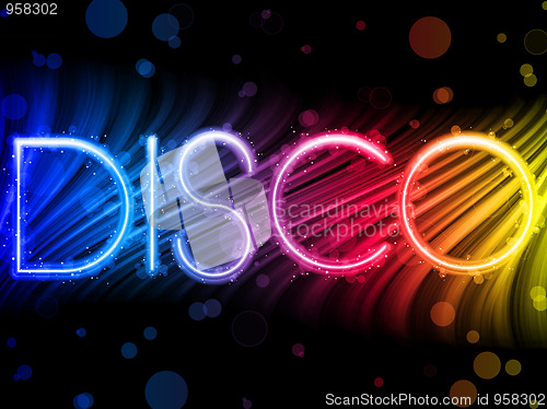 Image of Disco Abstract Colorful Waves on Black Background