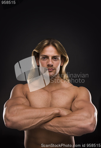Image of Sexy muscular man isolated on black