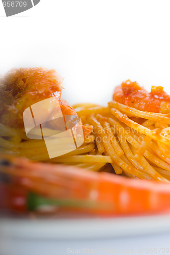 Image of pasta and spicy shrimps