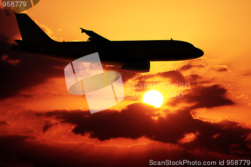 Image of Airplane in a sunset