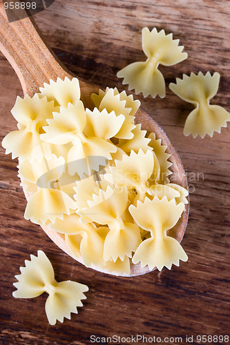 Image of pasta in wooden spoon