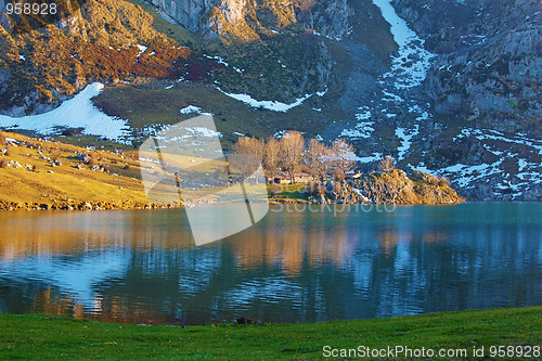 Image of Stone house in a lake