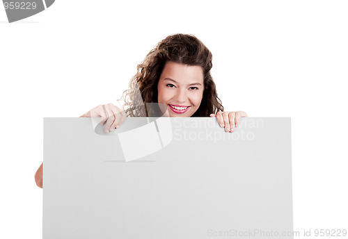 Image of Girl with a white billboard