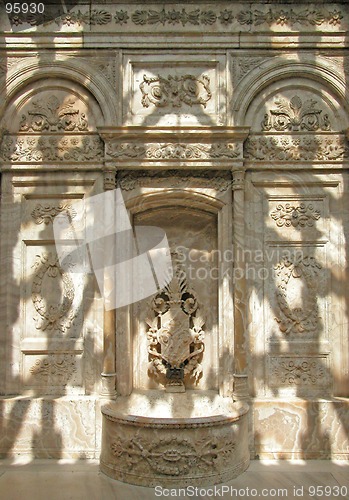 Image of Shadows on fountain.  Dolmabahce Palace, Istanbul, Turkey.