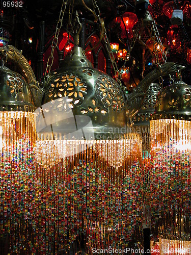 Image of Colorful Turkish lamps in the Grand Bazaar, Istanbul, Turkey