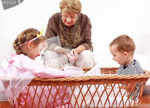 Image of Happy kids with granny