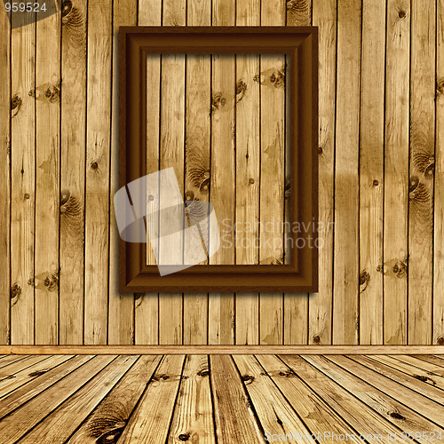 Image of wooden interior with empty frames
