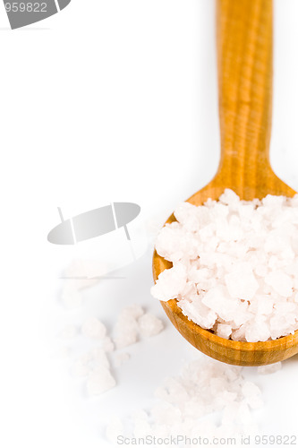 Image of sea salt on a wooden spoon