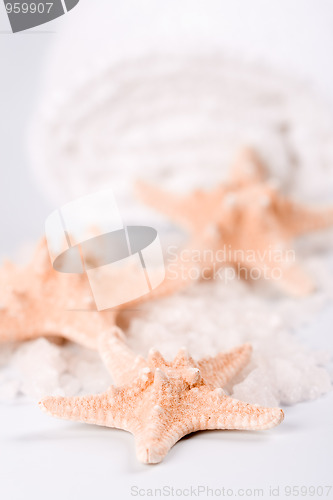 Image of seasalt, towel and starfish