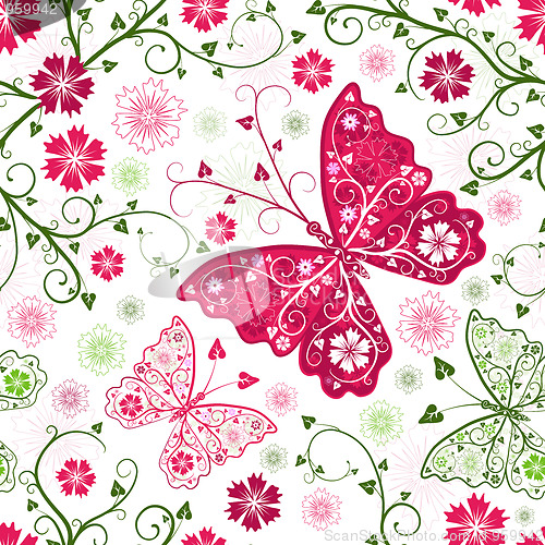 Image of Seamless floral white pattern