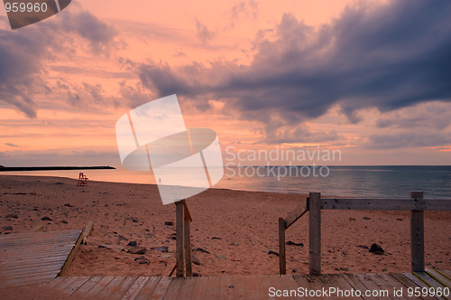 Image of Sunset over ocean