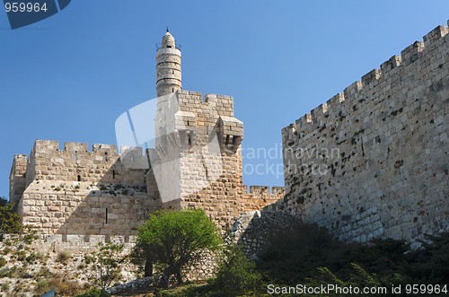 Image of Ancient citadel and Tower of David in Jerusalem 