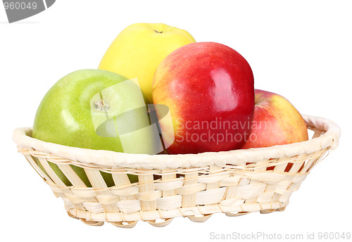 Image of Four apples in basket
