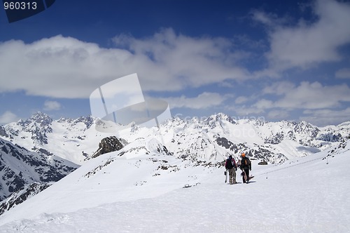 Image of Two snowboarders on the ski resort