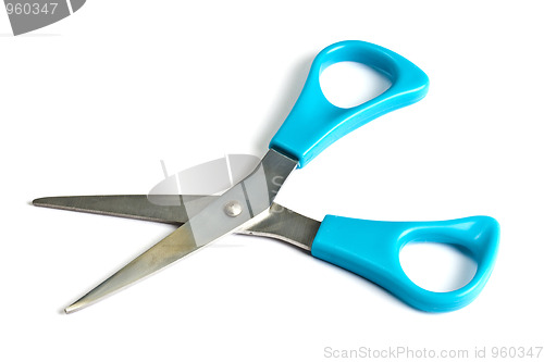 Image of Blue scissors isolated on white 