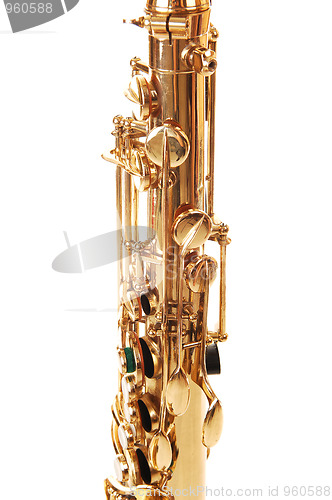 Image of An brass saxophone part.