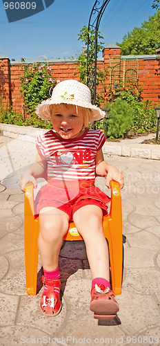 Image of Portrait of a young girl in a white hat