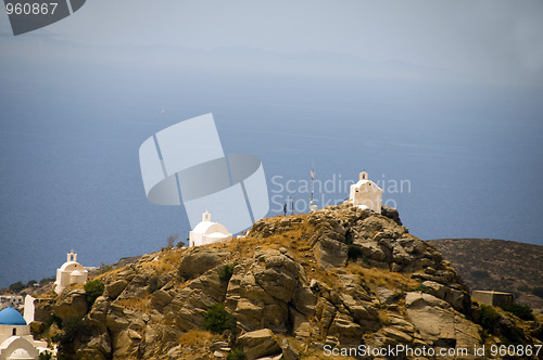 Image of churches  mountain Ios Cyclades island Greece