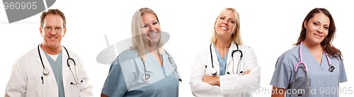 Image of Set of Smiling Male and Female Doctors or Nurses