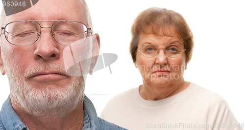 Image of Concerned Senior Couple on White