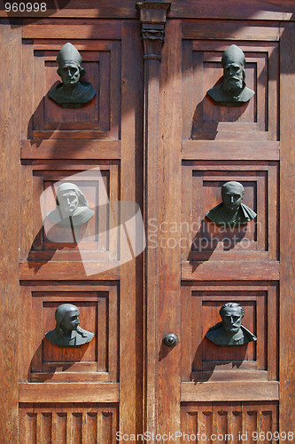 Image of old door of St Mary's Church in Cracow