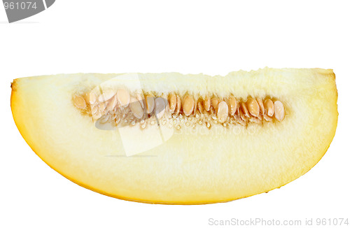 Image of Single slice of ripe yellow melon