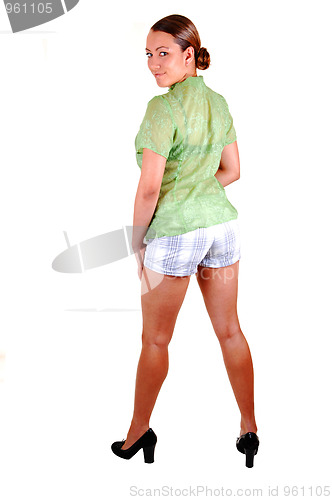 Image of Tall girl in shorts.