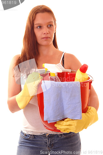 Image of Woman housecleaning.