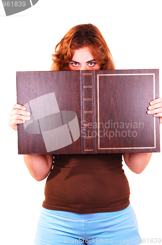 Image of Woman holding book.