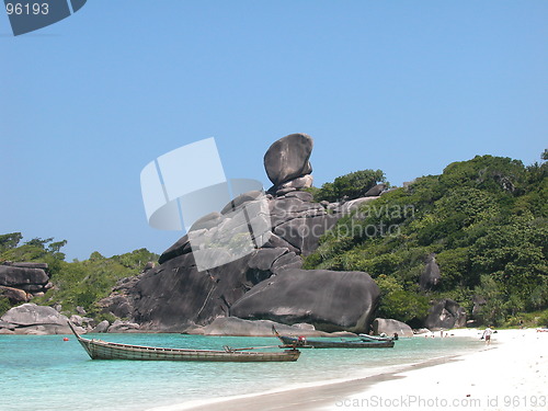 Image of Two longtail boats at Similan Island beach