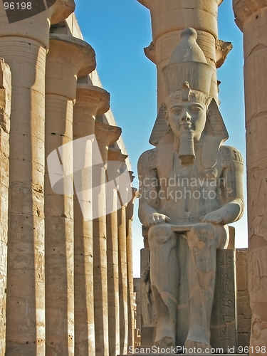Image of Pharaoh watches over Luxor Temple, Egypt