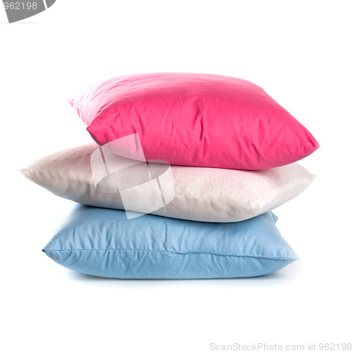 Image of pink, white and blue pillows