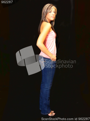 Image of Young lady in jeans.