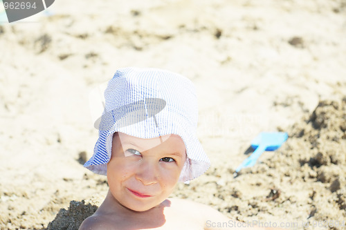 Image of Cute girl on beach