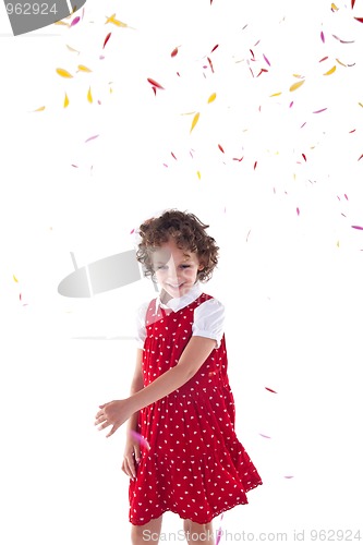 Image of girl throwing flower petals