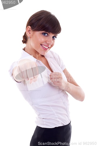 Image of business woman fighting