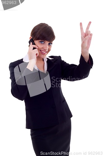 Image of victory on the phone