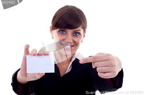 Image of business woman with card