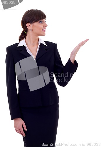 Image of young business woman presenting