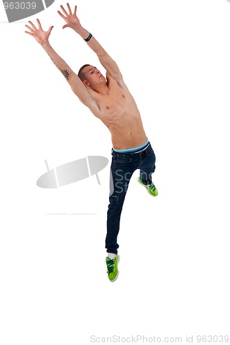 Image of young man style jumping