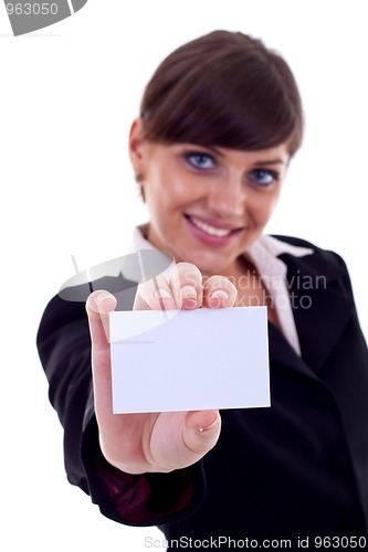 Image of Business woman with card