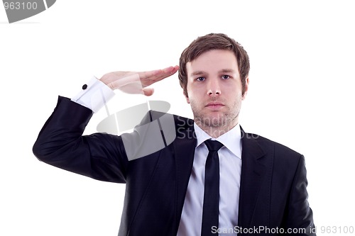 Image of Business man gives salute