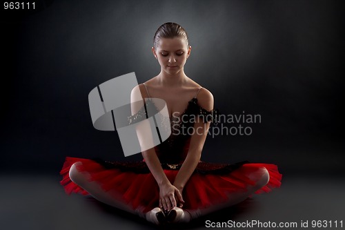Image of beautiful ballerina sitting
