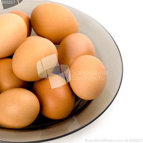 Image of brown eggs in the plate